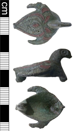Photograph of enamelled duck brooch