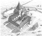 Reconstruction drawing of St Mary’s Priory, as it might have looked in the early 16th century (Norfolk County Council)