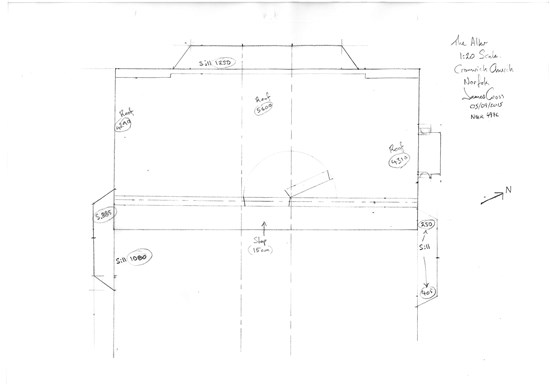 Drawing of the alter at Cranwich church