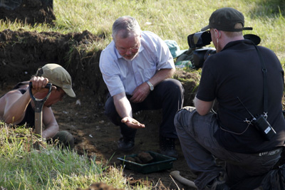 County archaeologist David Gurney delivers a piece to camera