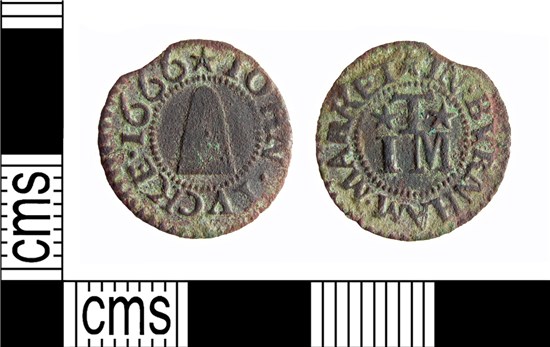 Photograph of 17th century copper alloy farthing token