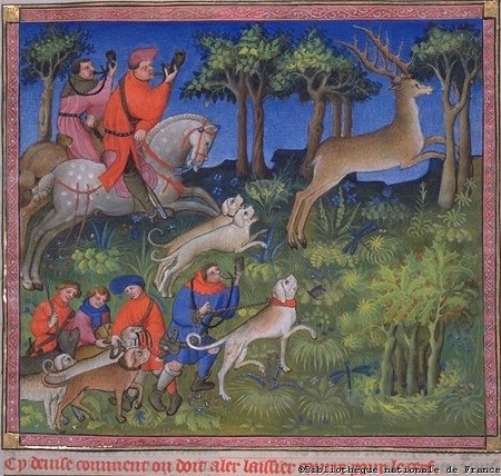 Miniature from the Book of Hunting by Gaston III, Count of Foix