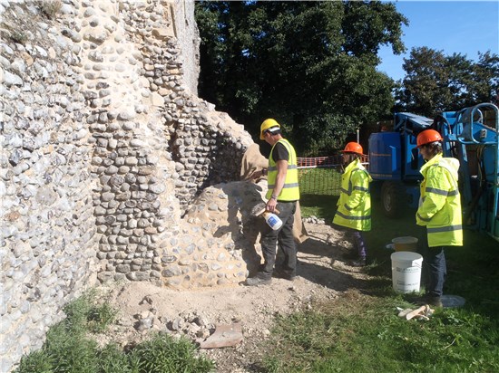 Repairs to the stair turret in the south transept, 2013 (Norfolk County Council)