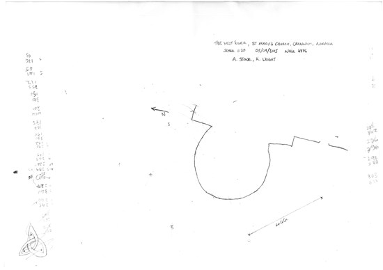 Drawing of the round west tower Drawing of the round west tower