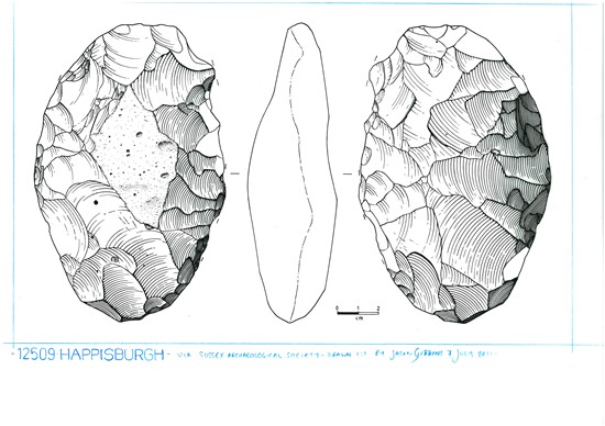 Illustration of one of the Happisburgh handaxes Illustration of one of the Happisburgh handaxes